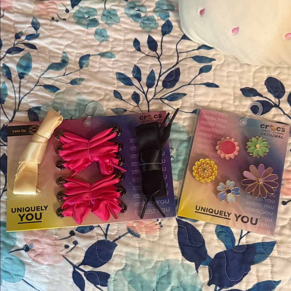 CROCS Jibbitz Charms in Pink, Black, and Yellow